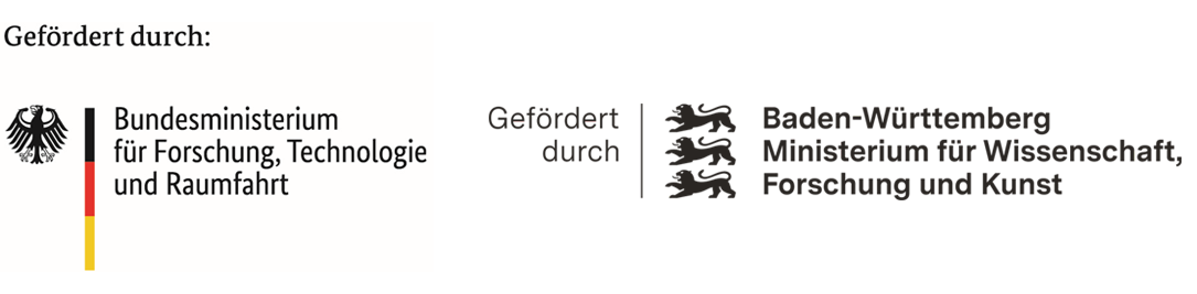 Logos der Fördergeber: Bundesministerium für Forschung und Baden-Württemberg Ministerium für Wissenschaft.