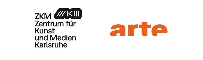 Logos von ZKM Zentrum für Kunst und Medien Karlsruhe und Arte Fernsehsender.