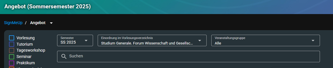 Screenshot, der das Menü zeigt